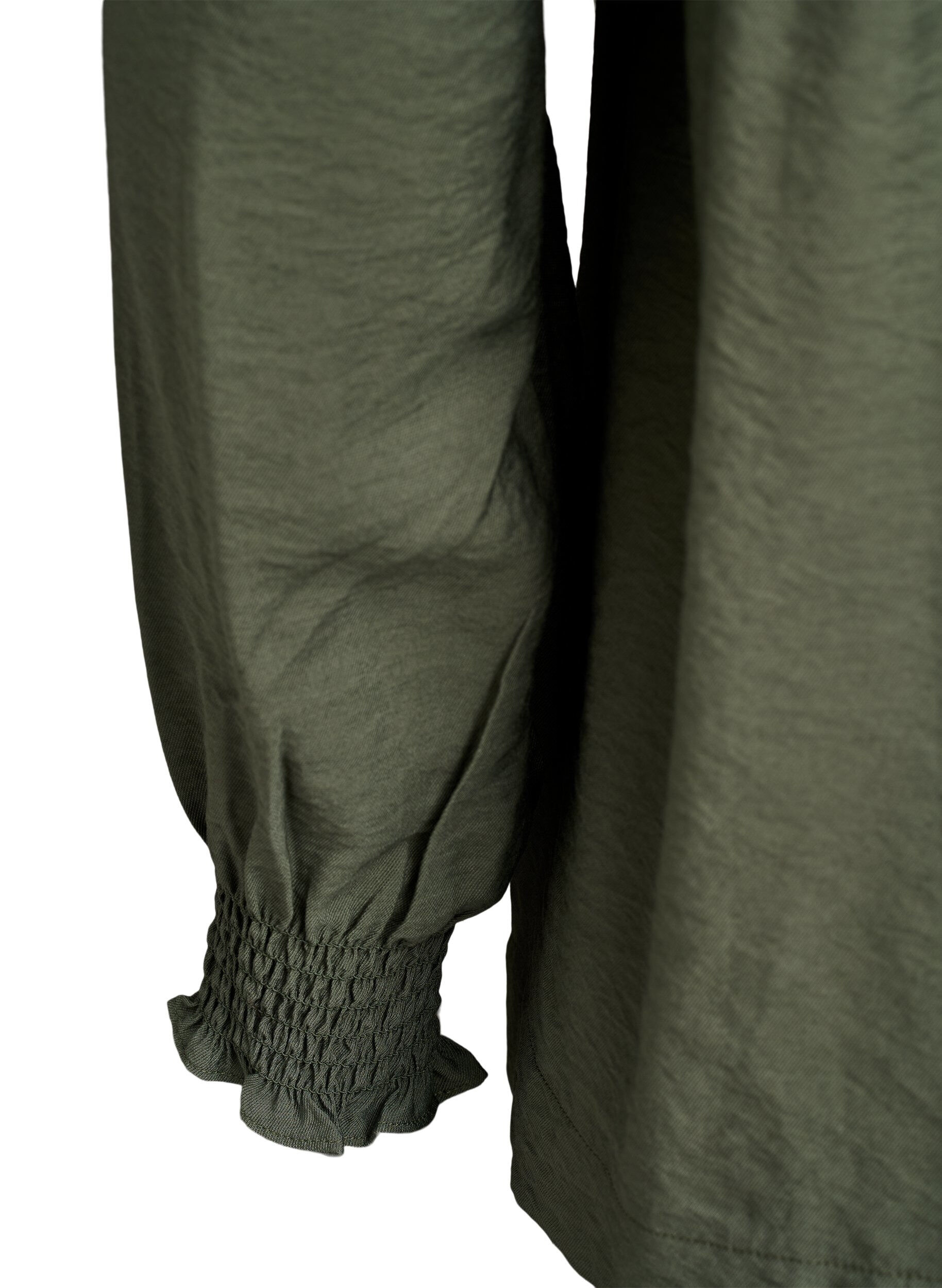 ZizziBlouse en viscose avec smock et d&eacute;tails fronc&eacute;s, Vert, Packshot image number 3