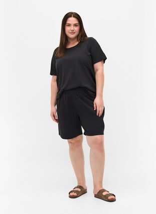 T-shirt chiné à manches courtes, Black, Model image number 2