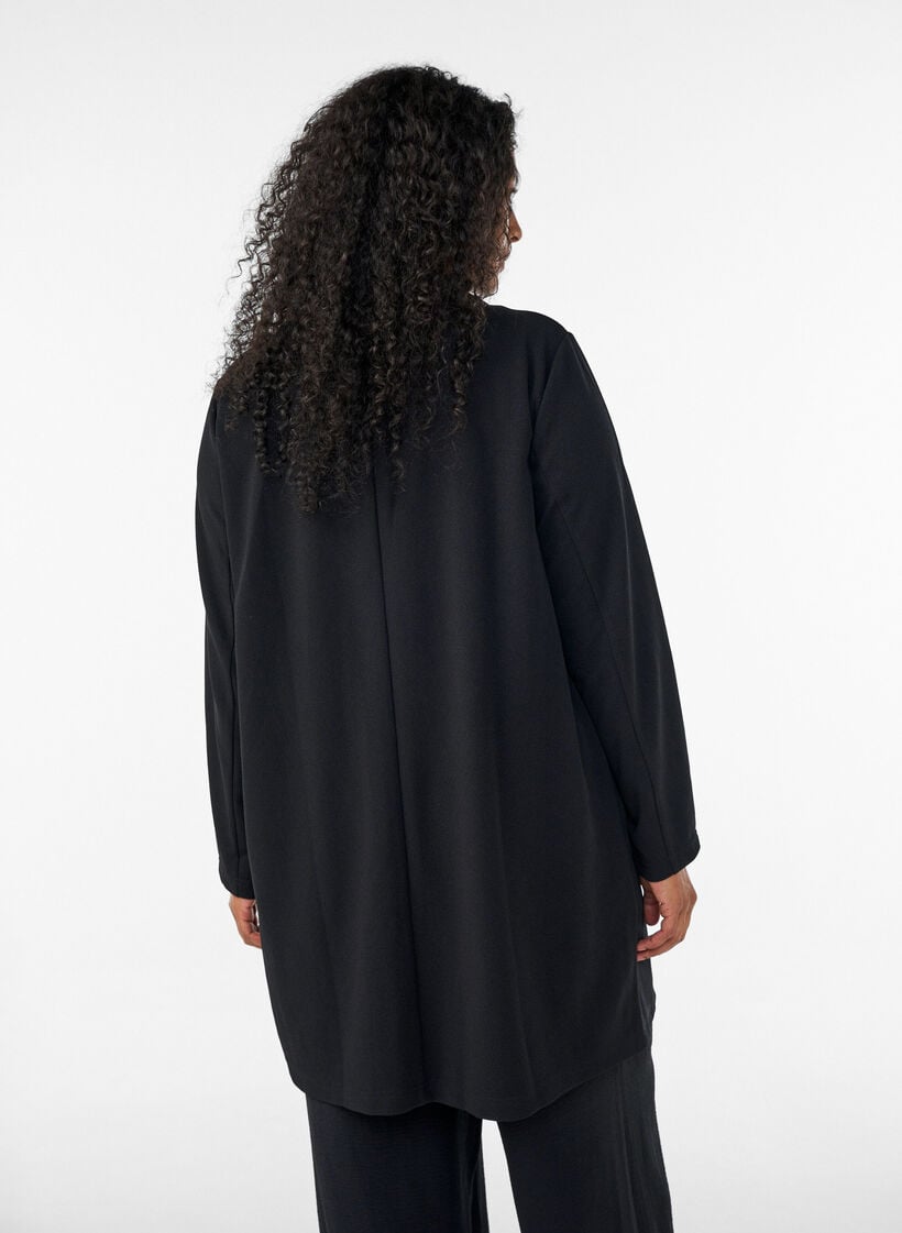 Blazer long avec des poches, Noir, Model image number 2