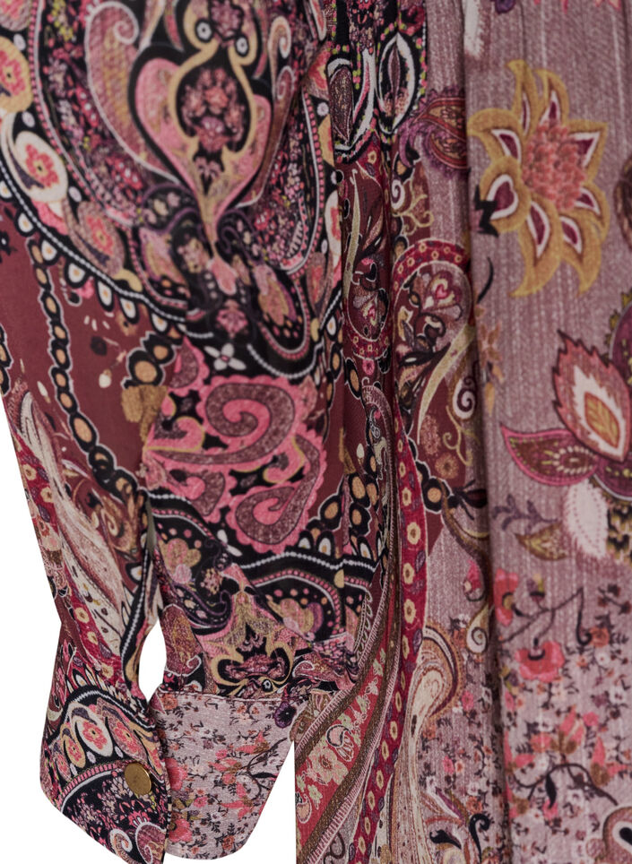 Robe midi &agrave; imprim&eacute; cachemire et taille &eacute;lastique, Violet, Packshot image number 3