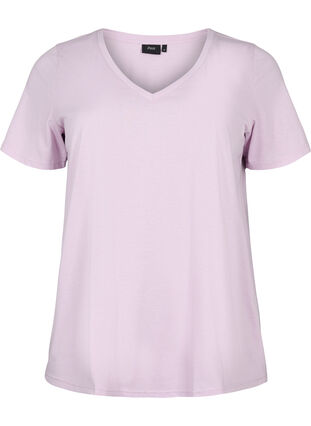 T-shirt met korte mouwen en v-hals, Lavender Frost, Packshot image number 0