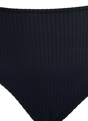 Bas de bikini taille haute avec texture côtelée, Black, Packshot image number 2