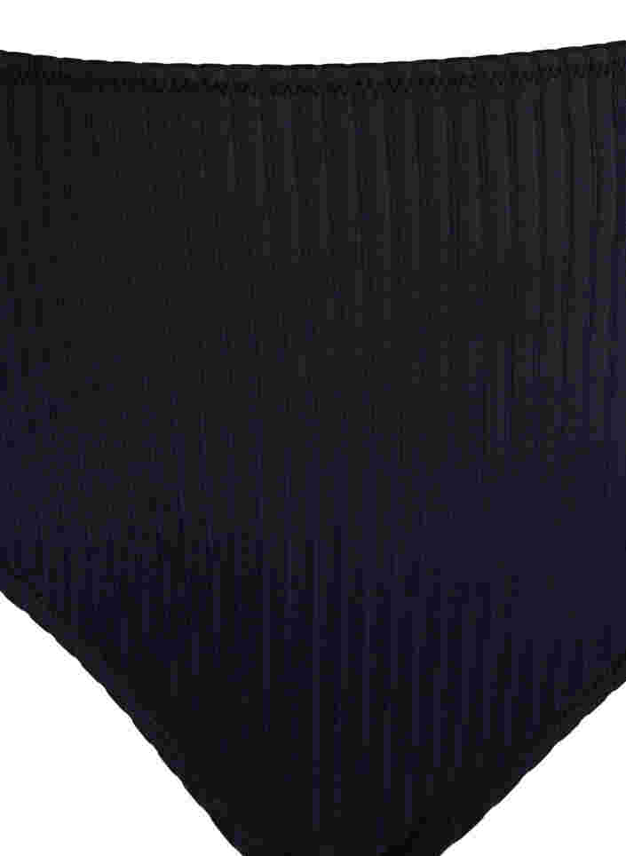Bas de bikini taille haute avec texture côtelée, Black, Packshot image number 2