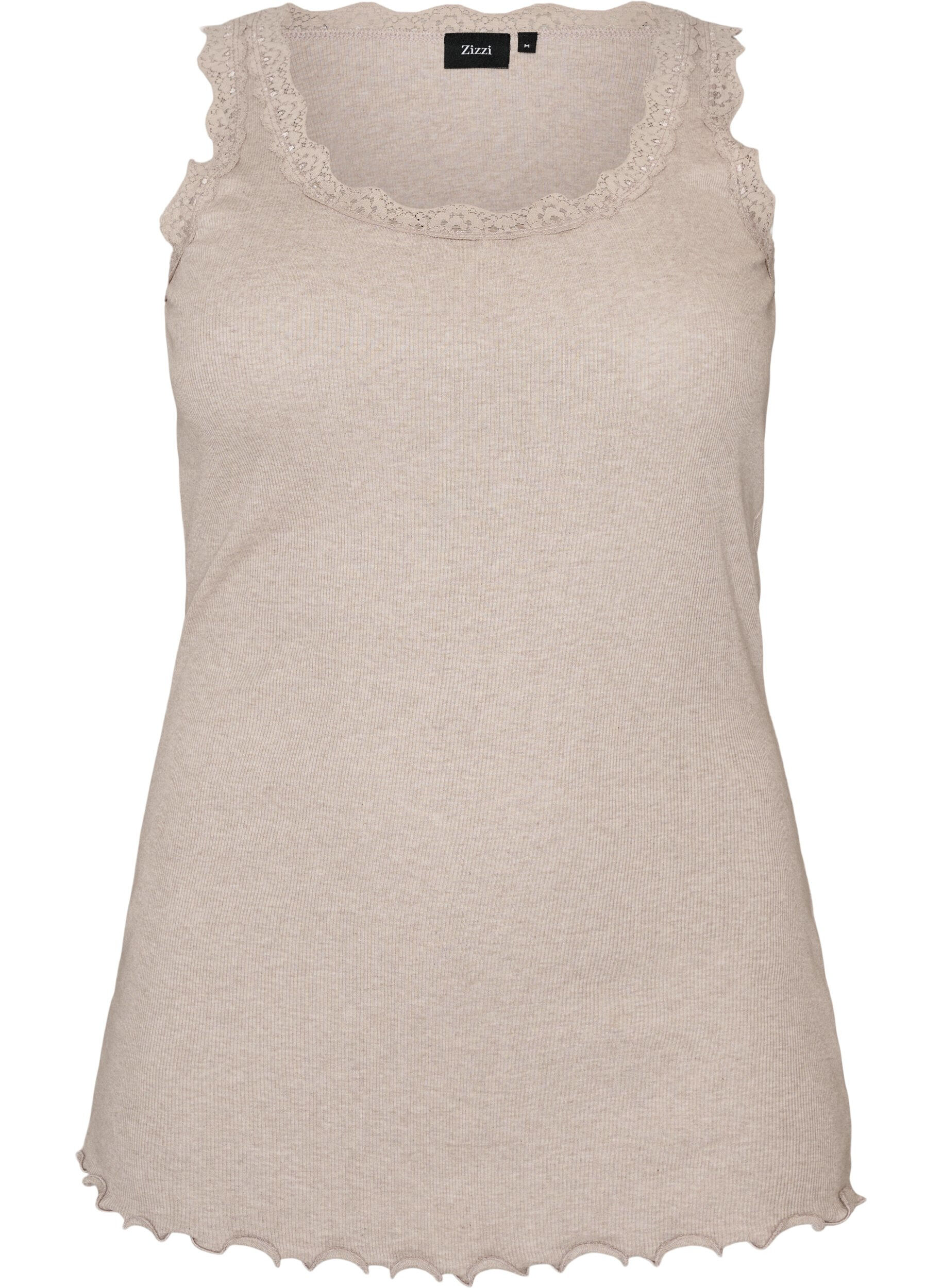 ZizziTop c&ocirc;tel&eacute; avec dentelle, Beige, Packshot image number 0