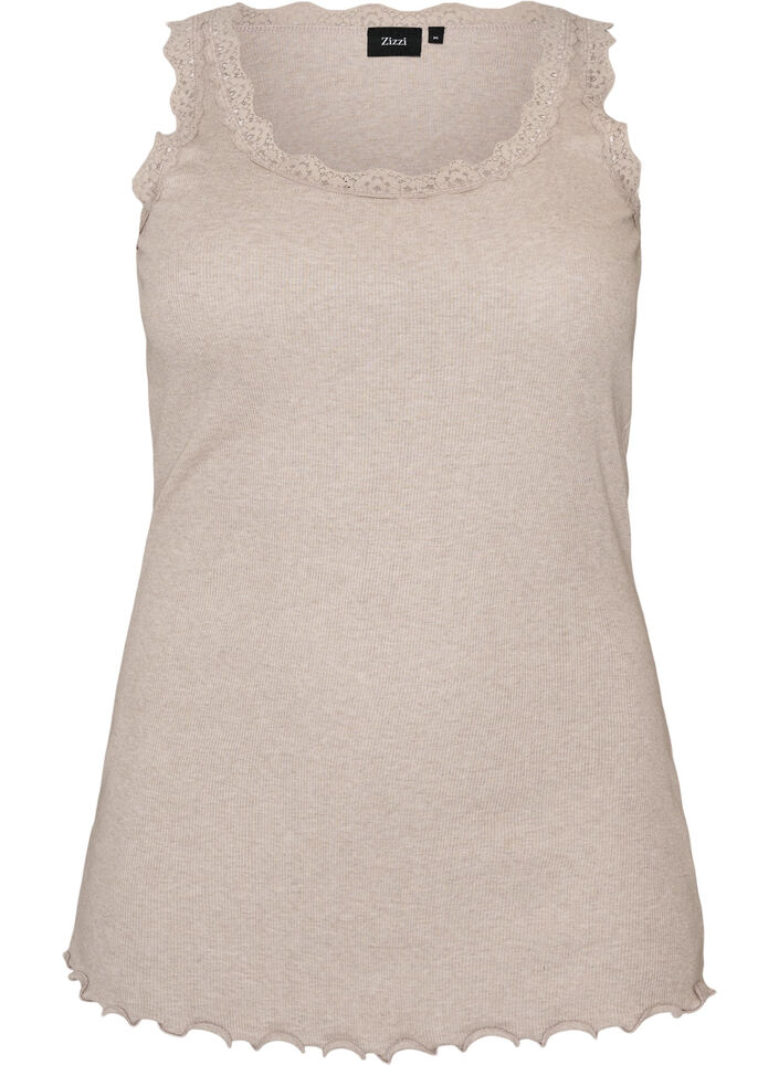 Top c&ocirc;tel&eacute; avec dentelle, Beige, Packshot image number 0