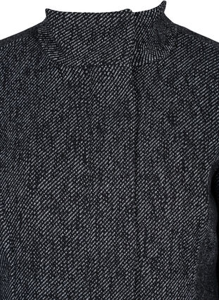 Wollen jas met hoge hals en zakken, Black solid, Packshot image number 2
