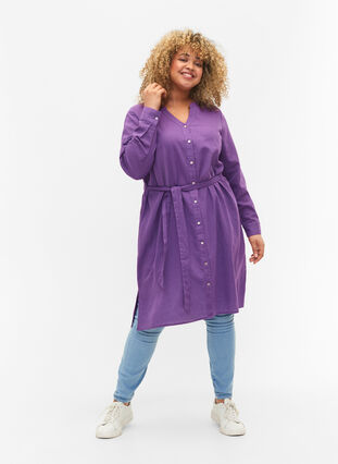 Robe chemise à manches longues, Deep Lavender, Model image number 2