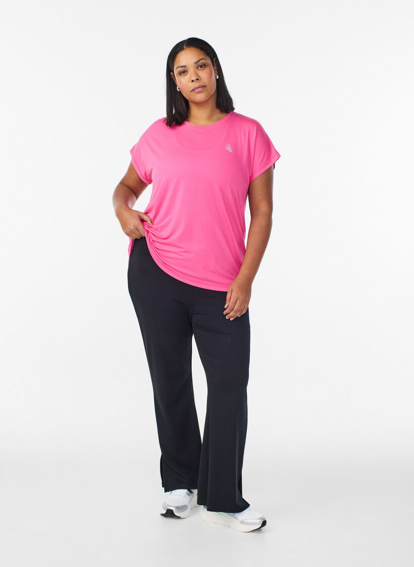 Effen gekleurd trainingsshirt, Roze, Model image number 1