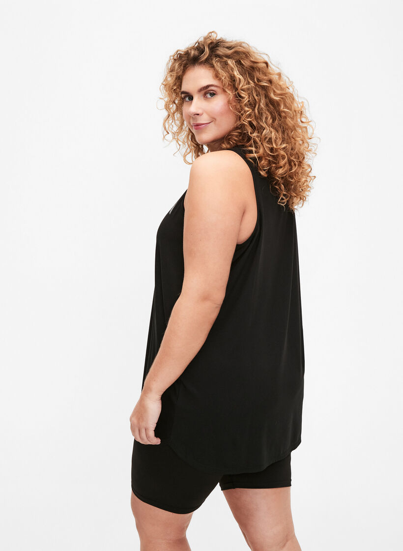 Sporttopje met V-hals, Black, Model image number 1