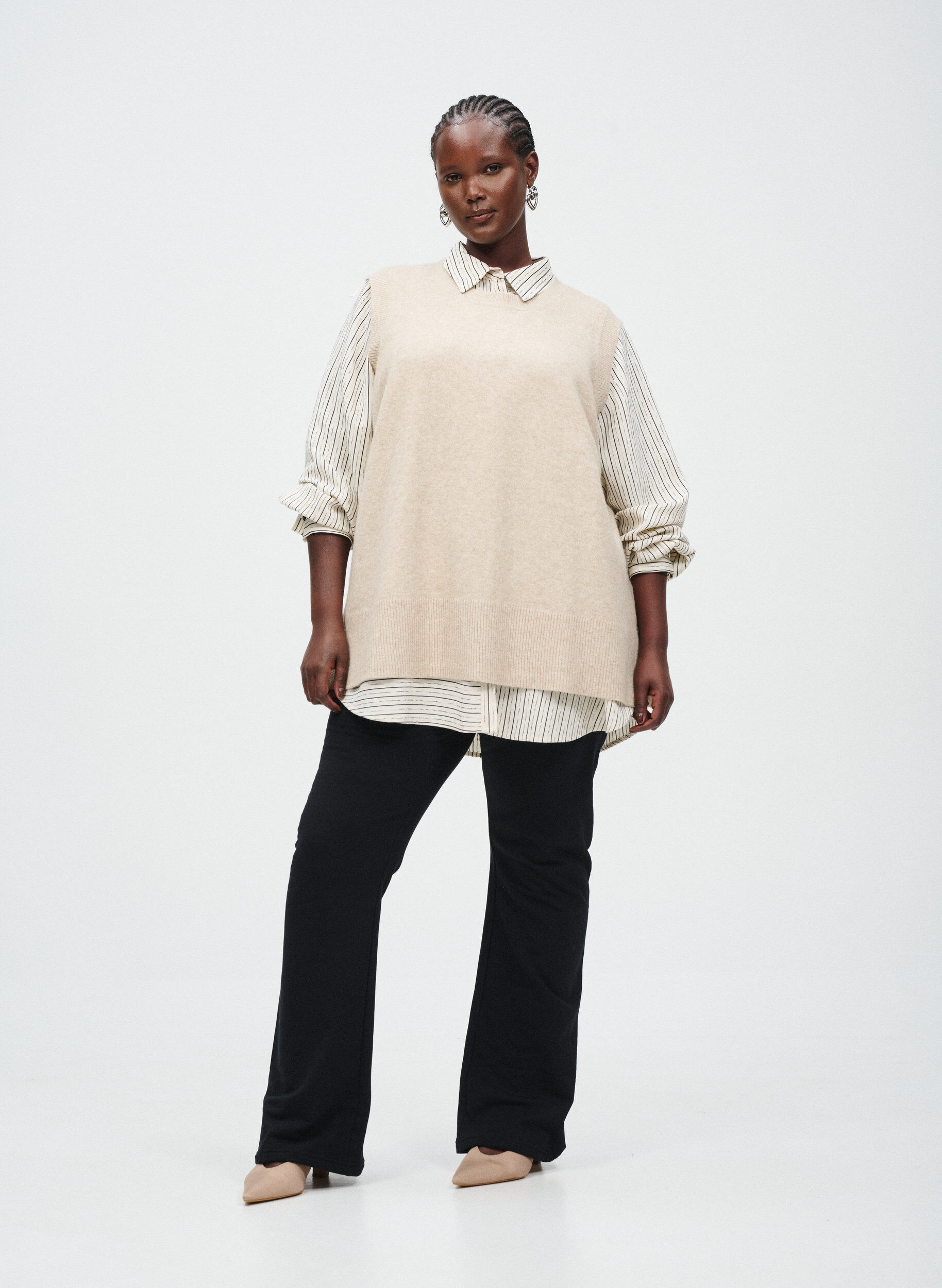 ZizziFlared jerseybroek, Zwart, Image image number 0