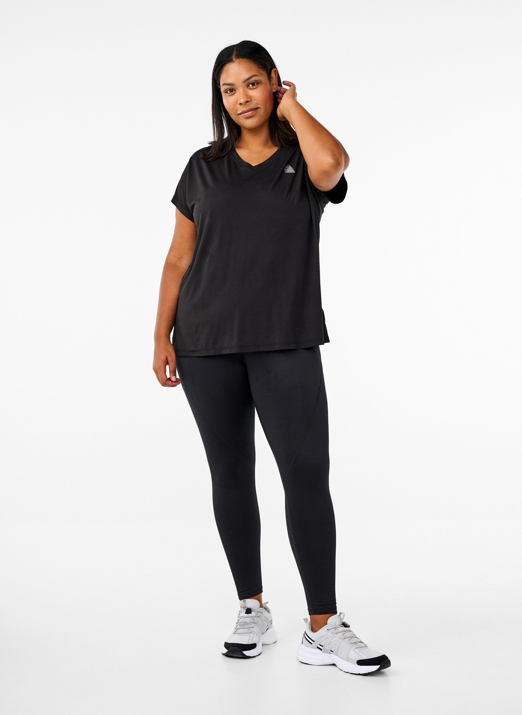 ZizziSportlegging met fleecevoering, Zwart, Model image number 1