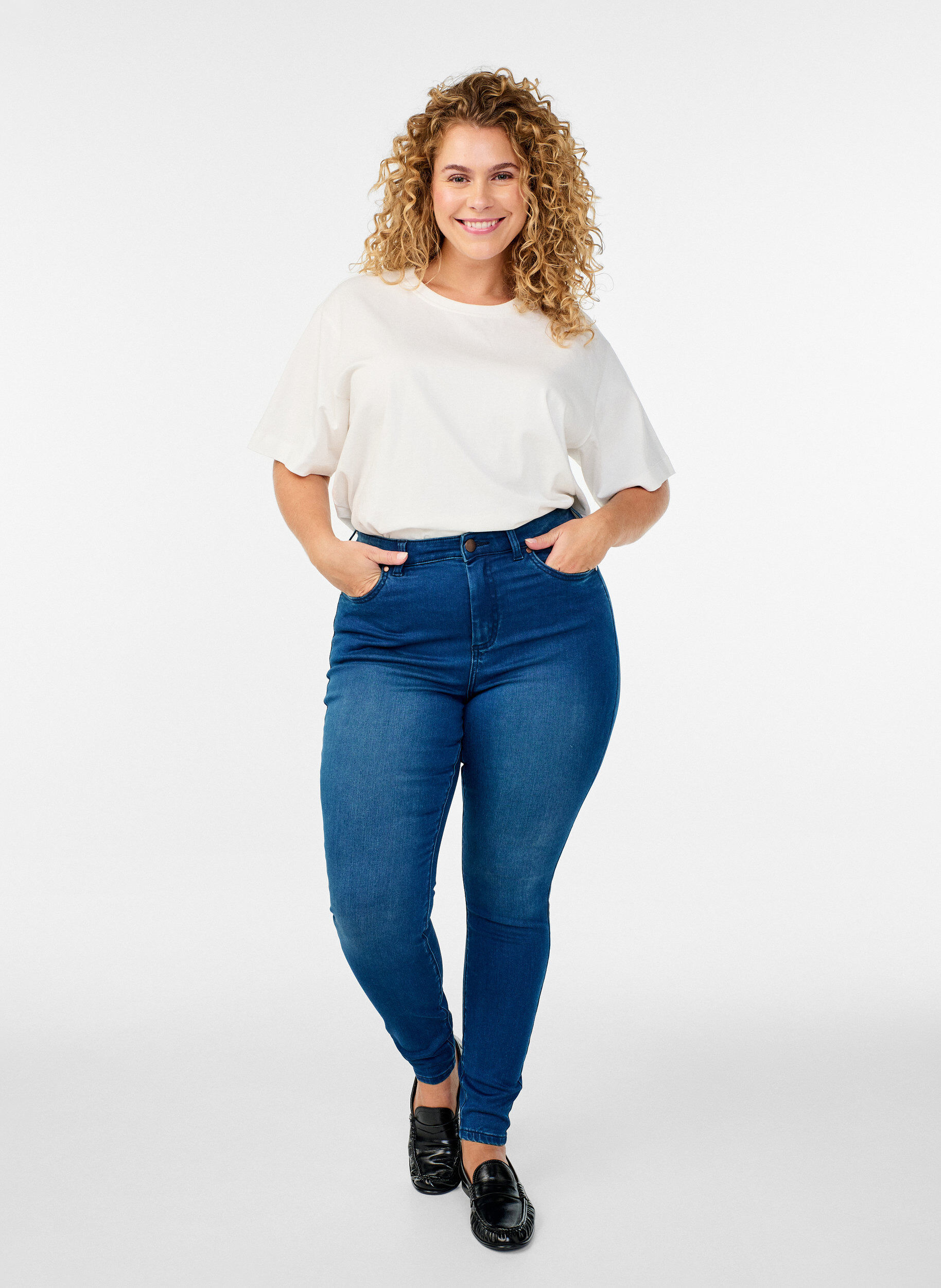 Jean Amy super slim &agrave; taille haute, Bleu, Model