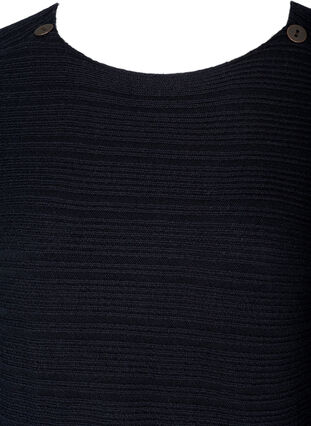 Robe en maille à manches longues avec boutons, Black, Packshot image number 2