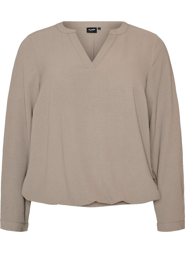 Blouse &agrave; la silhouette ballon avec col en V, Beige, Packshot image number 0
