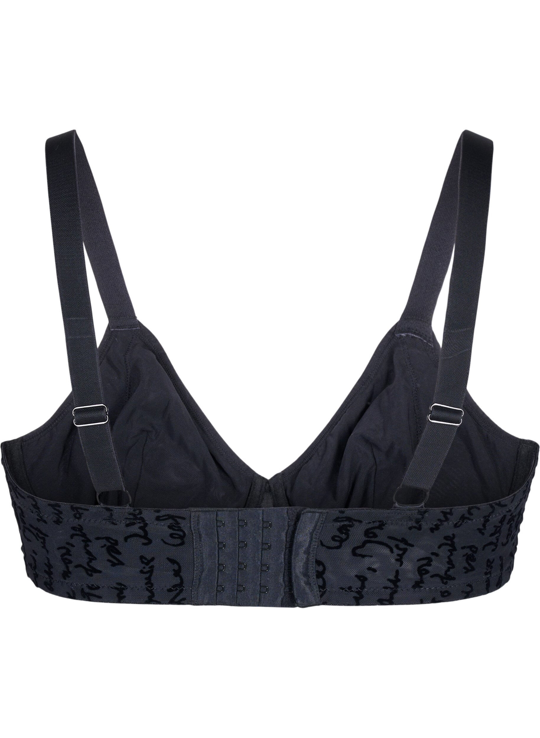 Zizzi Soutien-gorge int&eacute;gral avec texte imprim&eacute;, Black, Packshot image number 1