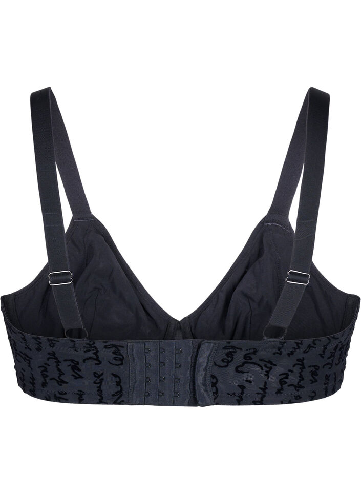 Soutien-gorge intégral avec texte imprimé, Black, Packshot image number 1