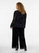 Pantalon en velours coupe ample avec finitions en dentelle, Noir, Model image number 2