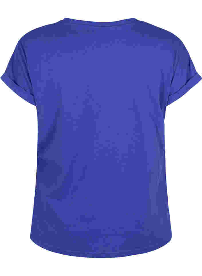T-shirt met korte mouwen van katoenmix, Royal Blue, Packshot image number 1