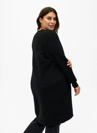 Cardigan en tricot en mélange de coton et de viscose, Black, Model image number 1