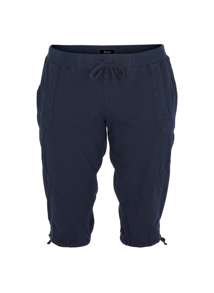 Pantacourt en coton, Bleu, Packshot image number 0
