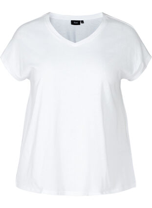 T-shirt met v-hals, Bright White, Packshot image number 0
