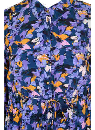 Robe chemise à fleurs en viscose, Purple Flower AOP, Packshot image number 2