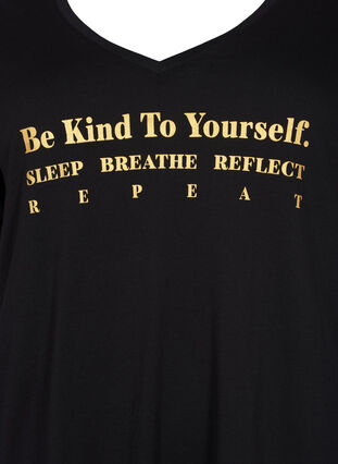 T-shirt de nuit en coton avec imprimé, Black w. Be , Packshot image number 2