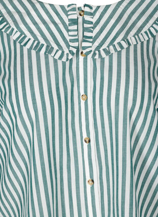 Gestreepte blouse in katoen, Green Stripe , Packshot image number 2