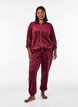 Cardigan en velours doux avec fermeture zipp&eacute;e et col montant, Bordeaux, Model image number 1