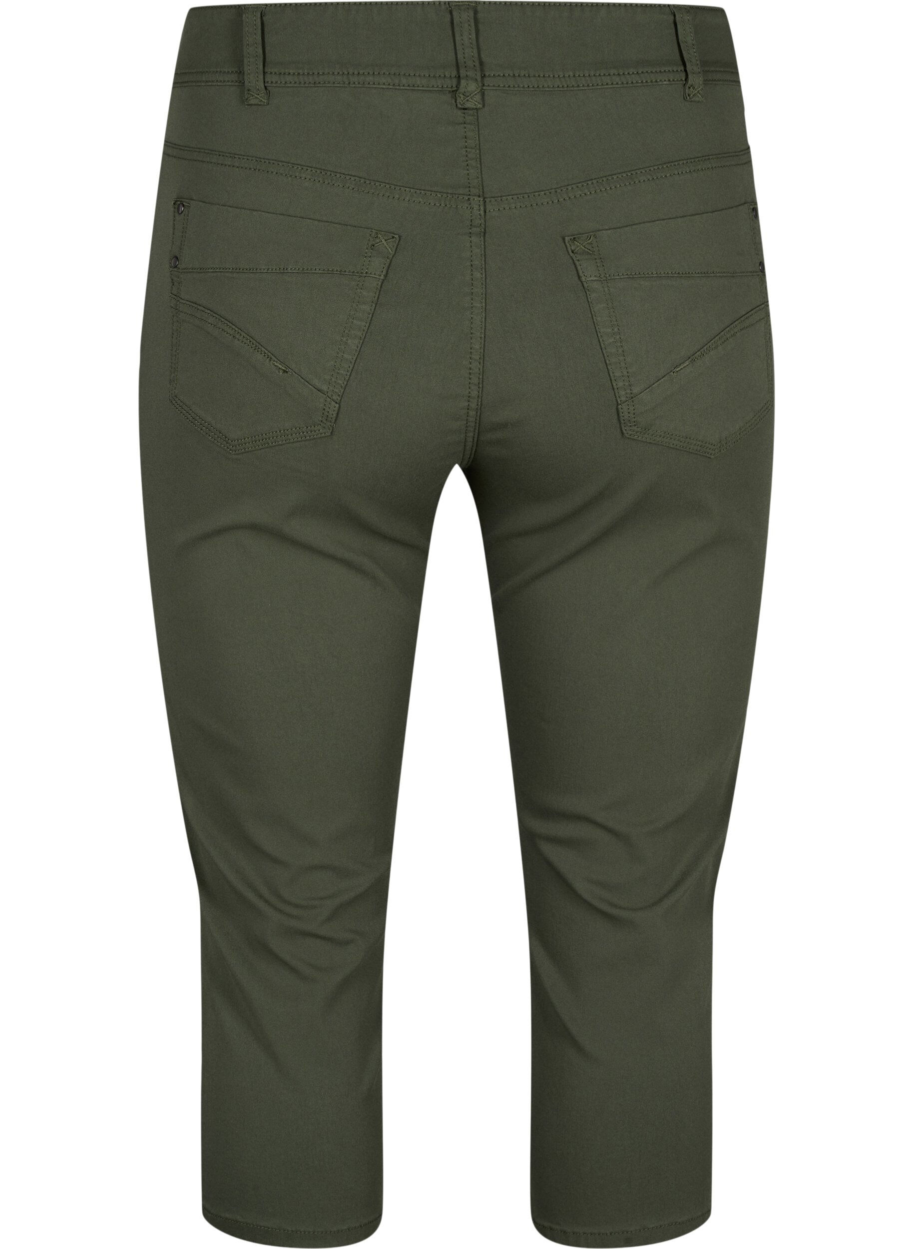 Zizzi Pantalon capri ajust&eacute; en m&eacute;lange de viscose, Thyme, Packshot image number 1