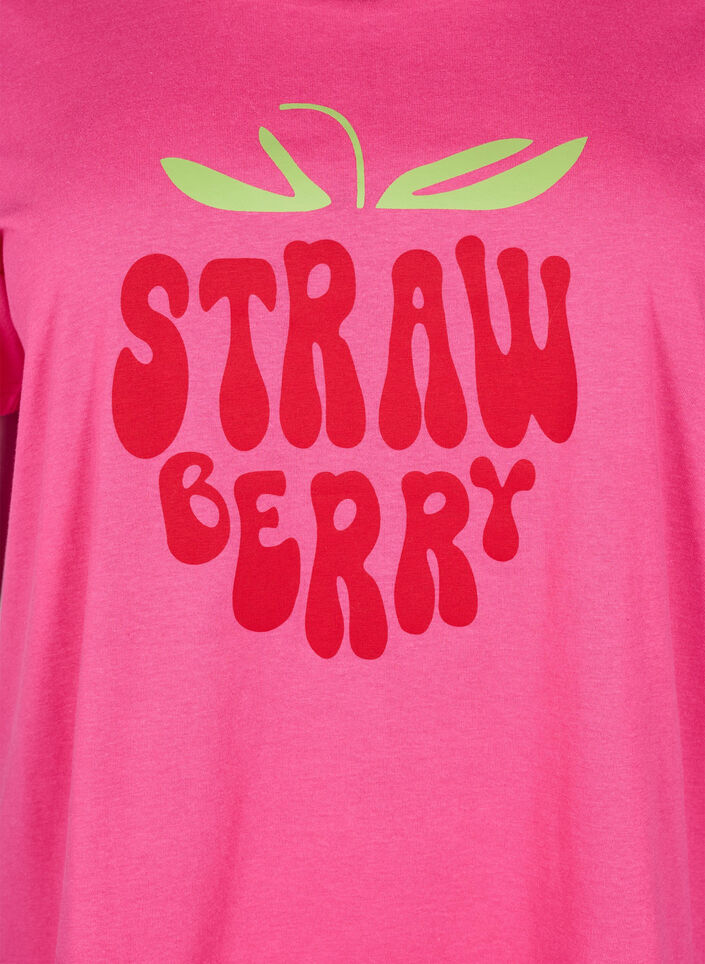 T-shirt en coton avec motif, Raspb. w. Strawberry, Packshot image number 2