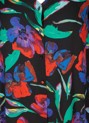 Jurk met korte mouwen en bloemenprint, Black Flower AOP, Packshot image number 2