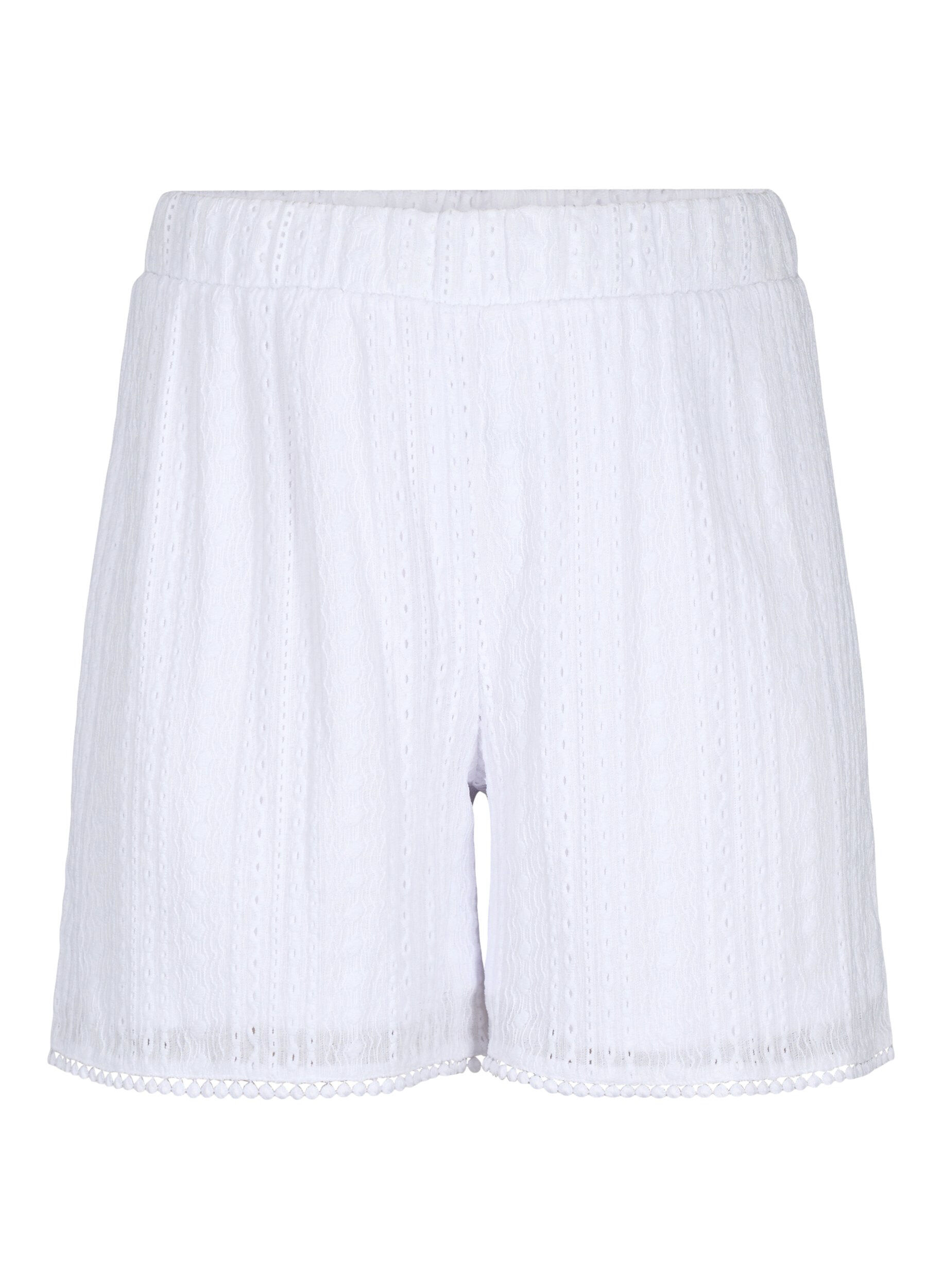Zizzi Short avec motif textur&eacute;, Bright White, Packshot image number 0
