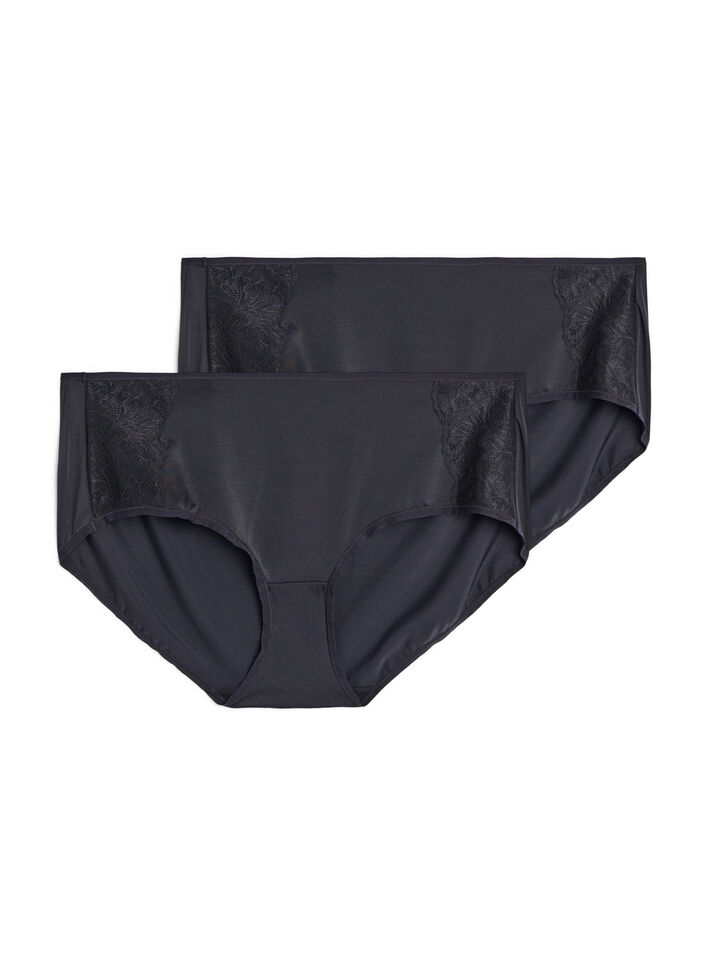 Pack de 2 culottes avec taille régulière, Noir, Packshot image number 0