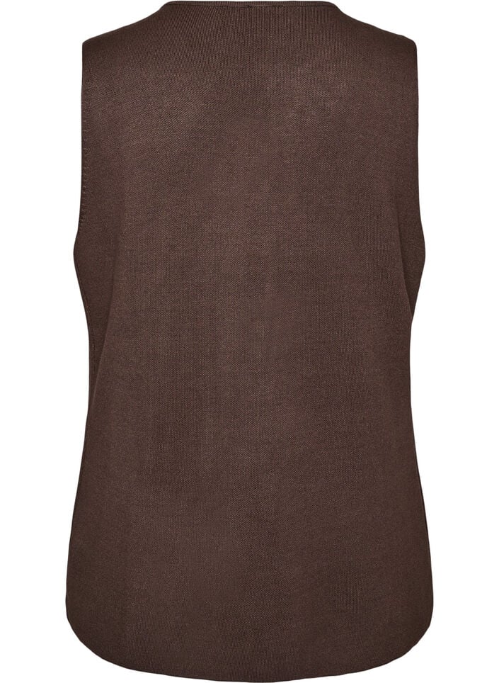 Mouwloze breisel vest met decoratieve knopen, Bruin, Packshot