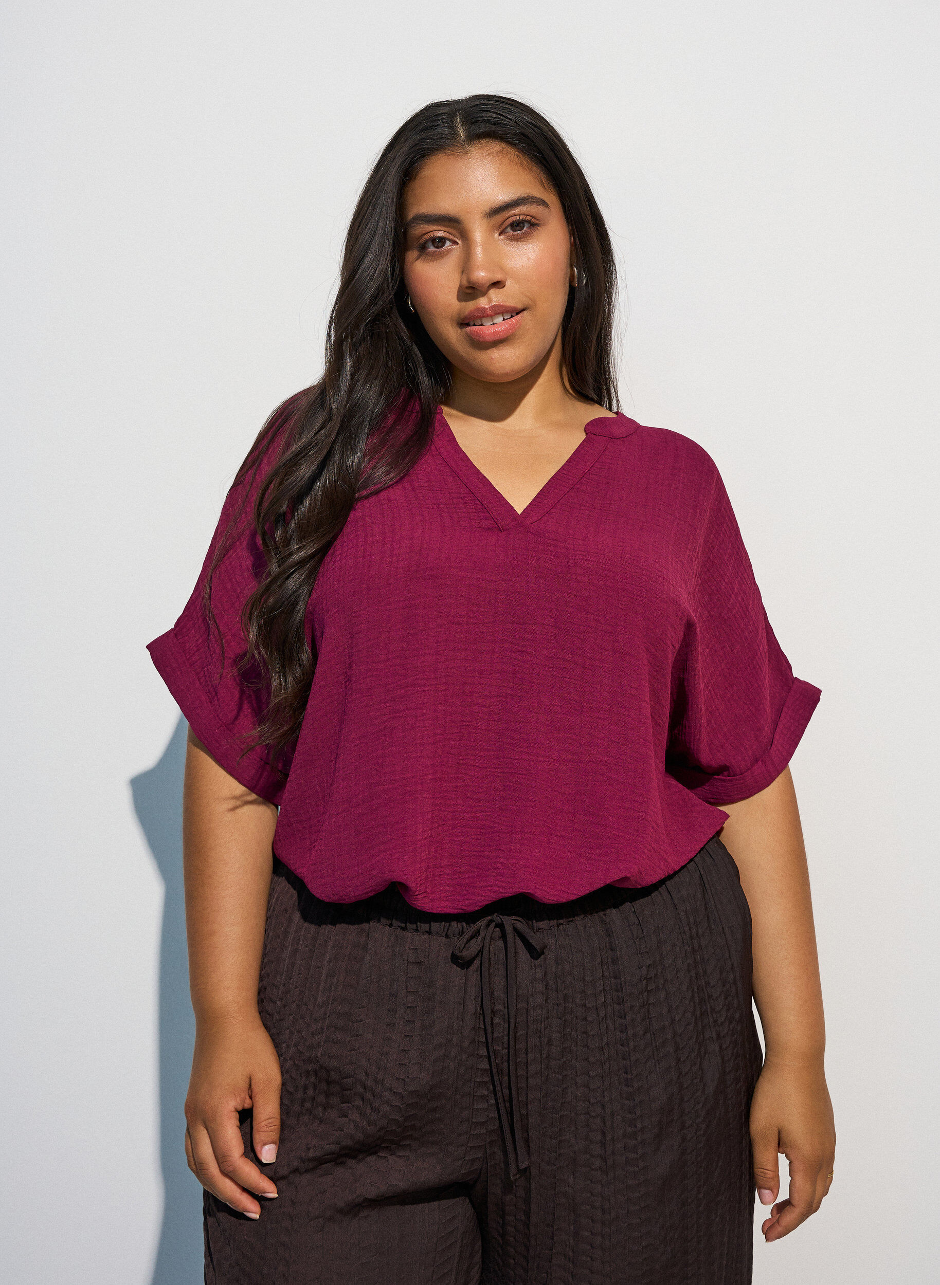 ZizziLuchtige blouse met korte mouwen, Rood, Model image number 3