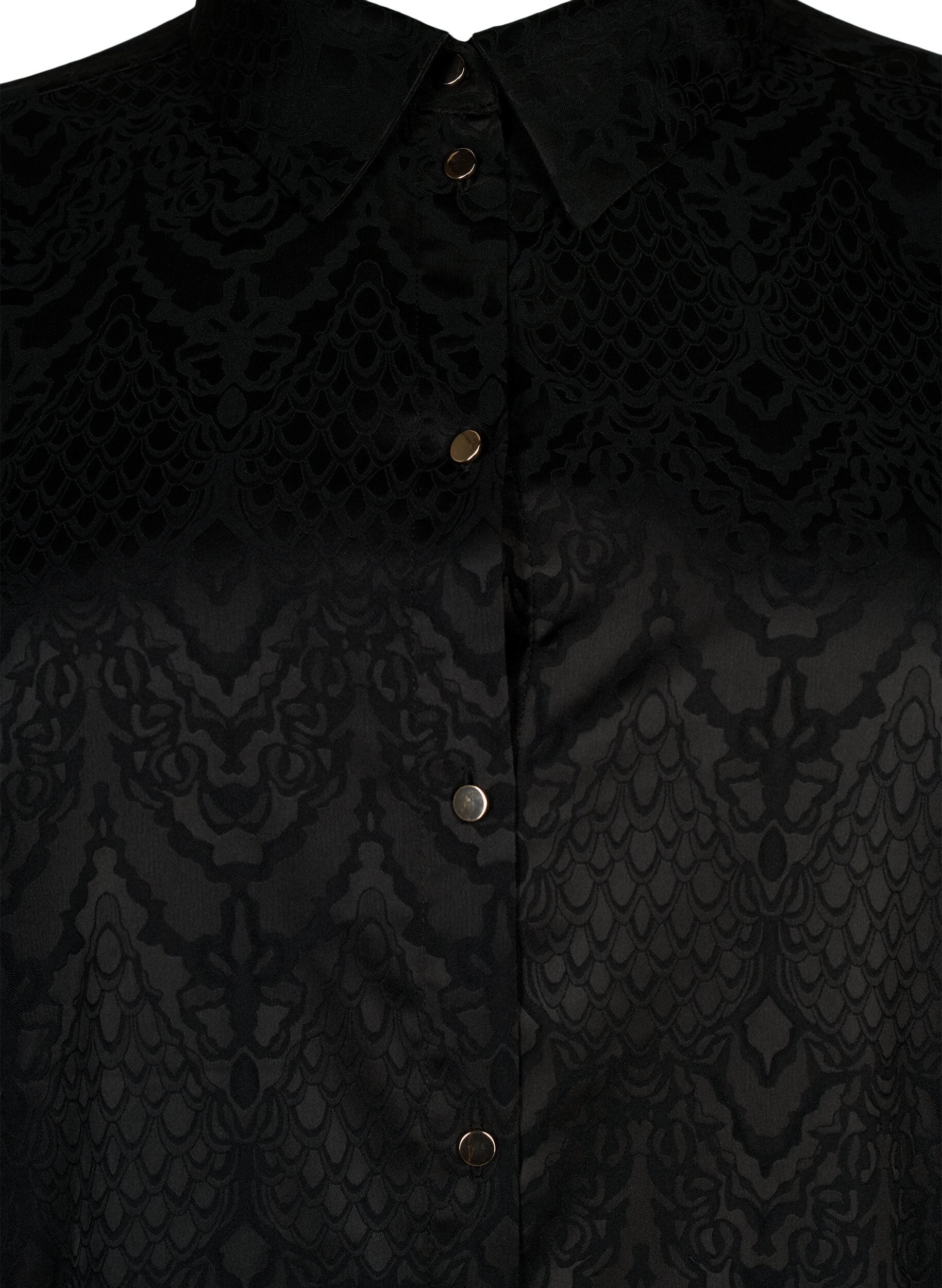 Zizzi Chemise longue avec motif textur&eacute;, Black, Packshot image number 2