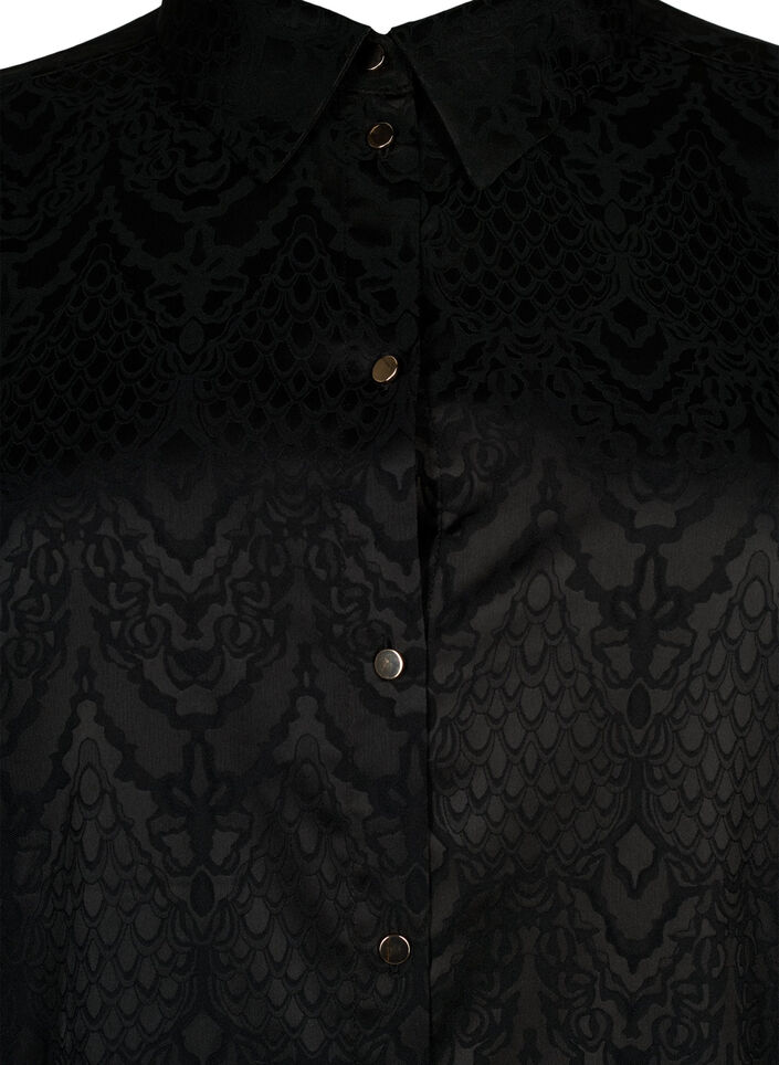 Chemise longue avec motif textur&eacute;, Black, Packshot image number 2