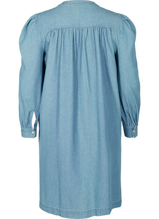 Denim jurk met pofmouwen en lange mouwen, Blue denim ASS, Packshot image number 1
