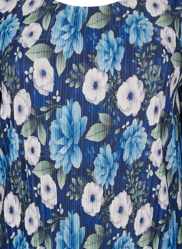 Robe plissée avec manches 3/4, Bleu, Packshot image number 2