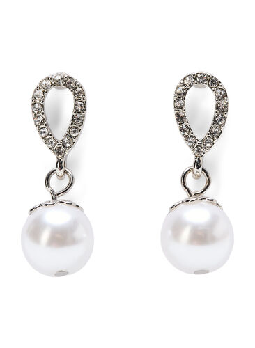 Boucles d'oreilles avec perles et pierres, Silver w. Pearl, Packshot image number 0