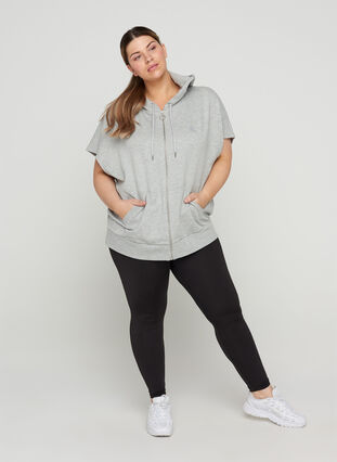 Sweatshirt met korte mouwen en ritssluiting, Light Grey Melange, Model image number 2