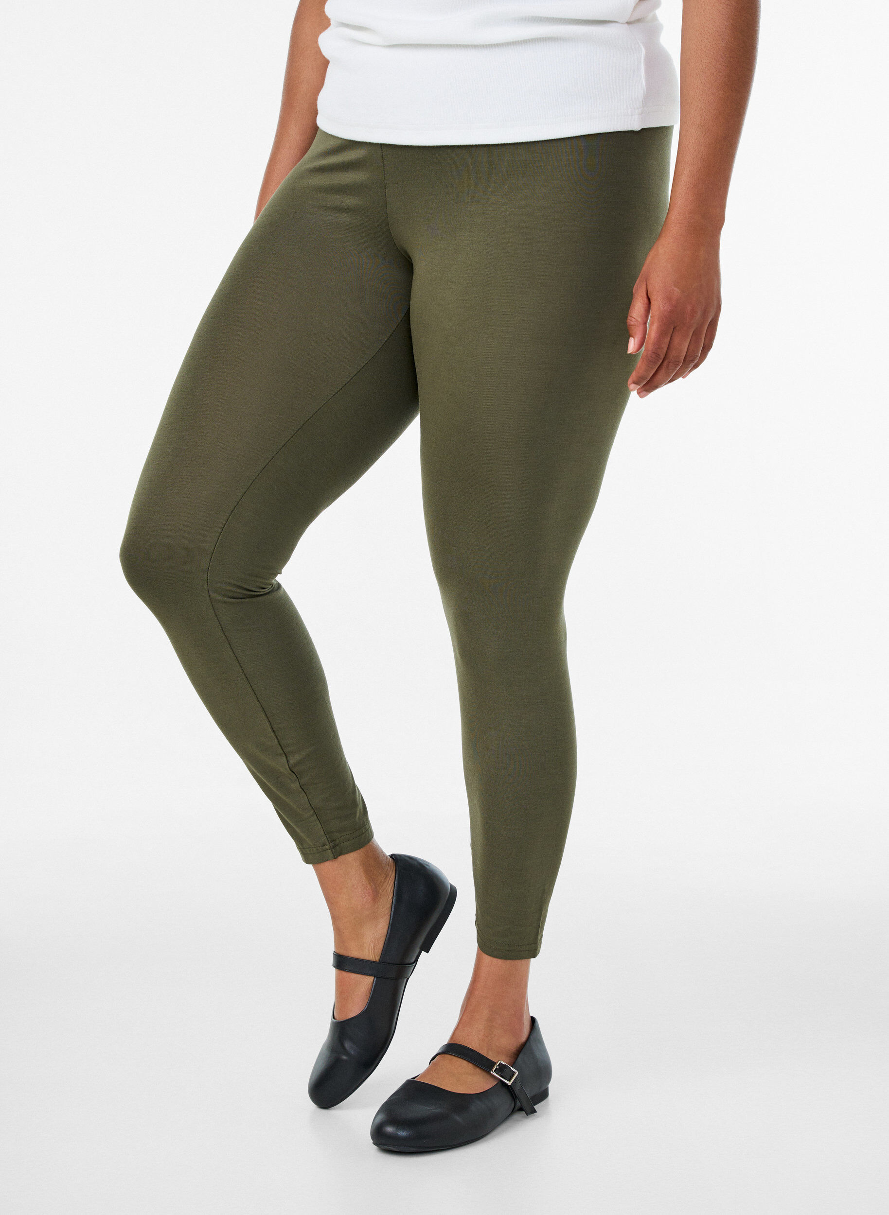 ZizziLeggings basiques en viscose, Vert Kaki, Model image number 0