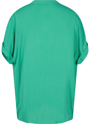 Chemise à manches courtes en viscose avec col en V, Holly Green, Packshot image number 1