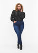 Glanzende shirtblouse met ruches, Black, Model image number 2