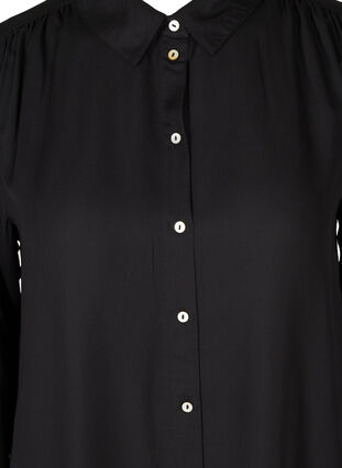 lange blouse in viscose met knoopsluiting, Black, Packshot image number 2