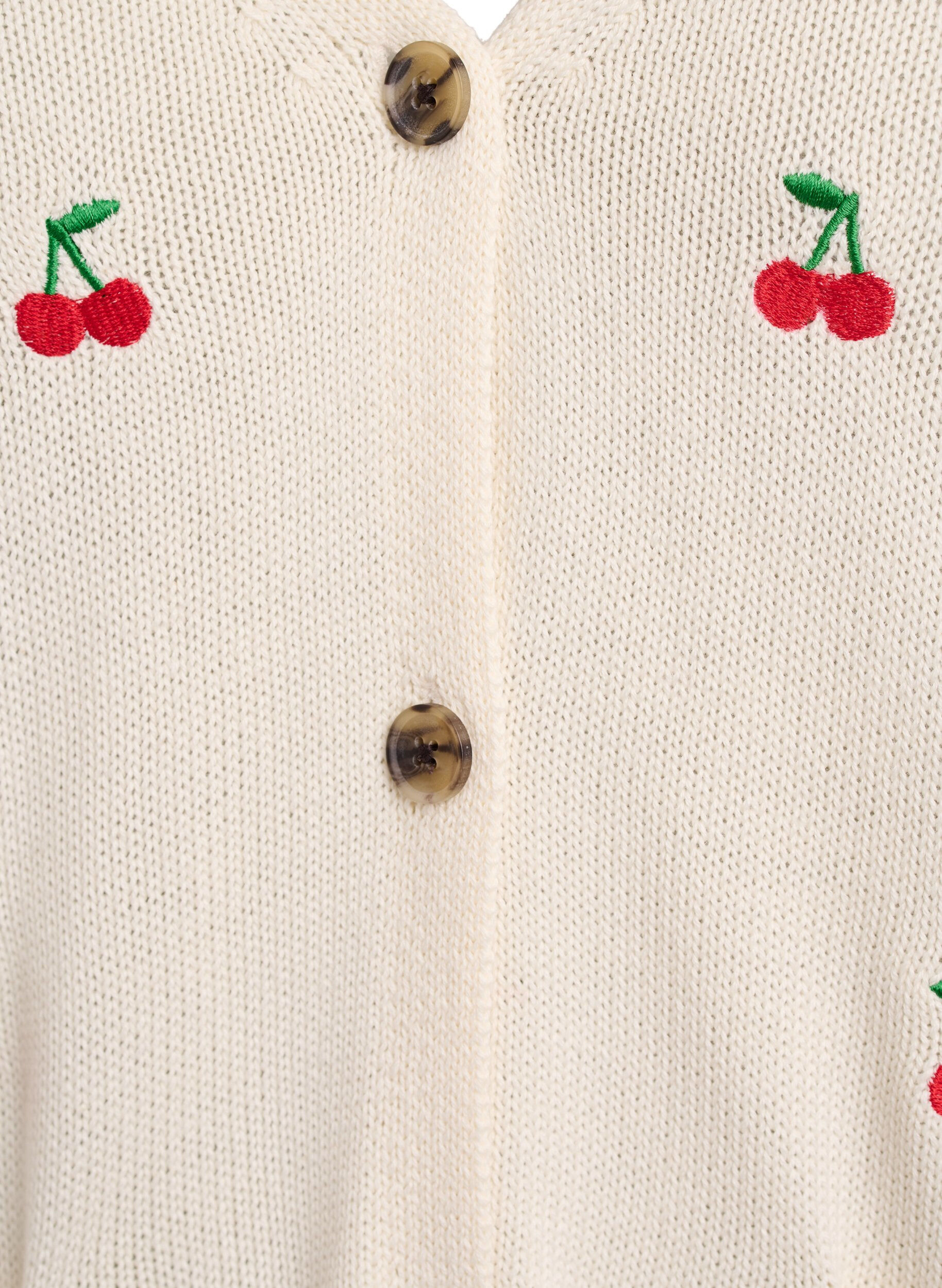 ZizziCardigan en maille avec broderies de cerises, Vanille, Packshot image number 2