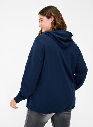 Sweatshirt met print en capuchon, Navy Blazer, Model image number 1