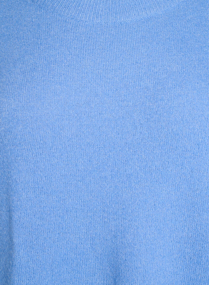 Gebreide jurk met 3/4 mouwen en een ronde hals, D.R. Blue White Mel., Packshot image number 2