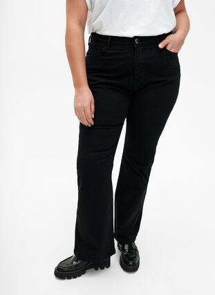 Jeans bootcut Ellen à taille haute, Black, Model image number 2